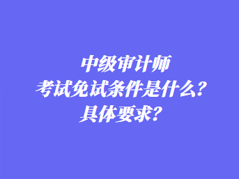 中級審計師考試免試條件是什么？具體要求？