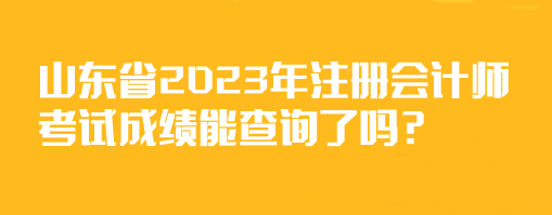 山東省2023年注冊會計師考試成績能查詢了嗎？