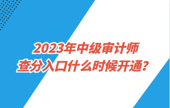 2023年中級審計師查分入口什么時候開通？