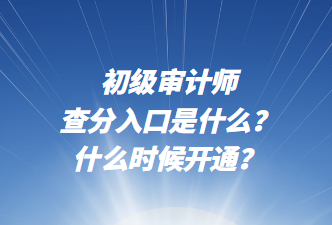 初級審計師查分入口是什么？什么時候開通？