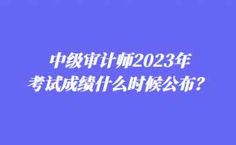 中級審計師2023年考試成績什么時候公布？