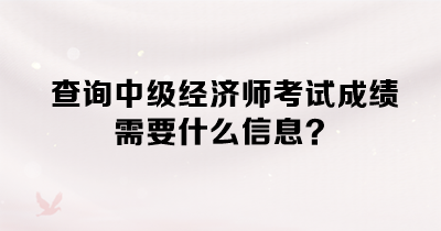 查詢中級經(jīng)濟(jì)師考試成績需要什么信息？