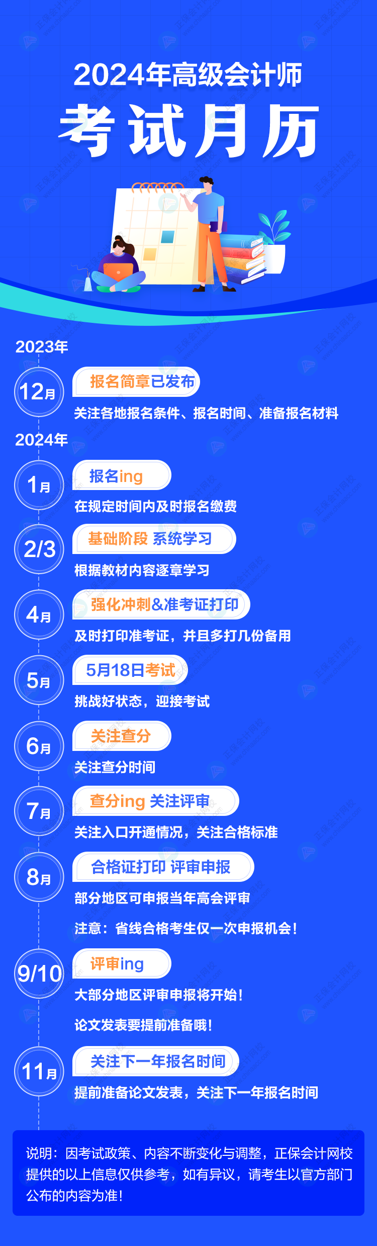 重要節(jié)點(diǎn)一圖知曉！2024年高級(jí)會(huì)計(jì)師考試月歷