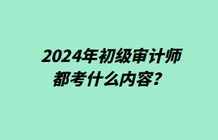 2024年初級審計師都考什么內容？