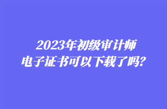 2023年初級審計(jì)師電子證書可以下載了嗎？