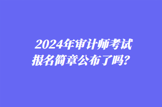 2024年審計(jì)師考試報(bào)名簡章公布了嗎？