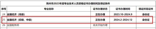 荊州市2023年初中級經(jīng)濟師證書辦理時間及領(lǐng)證條件