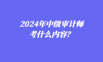 2024年中級審計師考什么內(nèi)容？