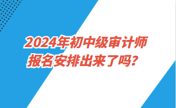 2024年初中級審計師報名安排出來了嗎？