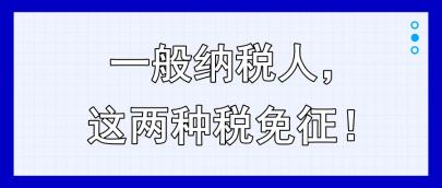 一般納稅人，這兩種稅免征！