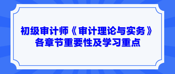 2024年初級審計(jì)師《審計(jì)理論與實(shí)務(wù)》各章節(jié)重要性及學(xué)習(xí)重點(diǎn)