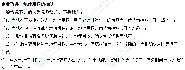 2024中級會計實務易錯易混知識點——企業(yè)取得土地使用權的確認