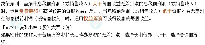 中級會計《財務(wù)管理》考前速記-每股收益分析法籌資方式的選擇