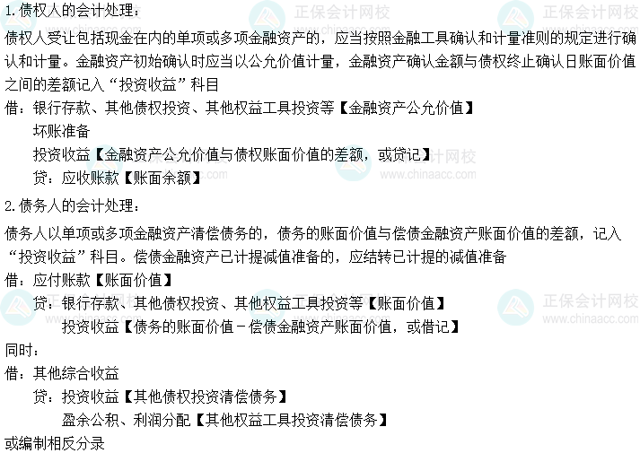 2024中級會計(jì)實(shí)務(wù)必會考點(diǎn)-以金融資產(chǎn)清償債務(wù)的會計(jì)處理