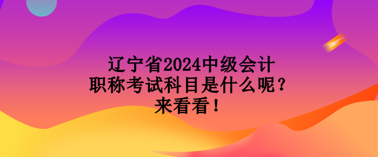 遼寧省2024中級(jí)會(huì)計(jì)職稱考試科目是什么呢？來(lái)看看！