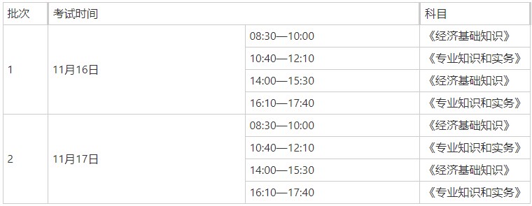初中級經(jīng)濟(jì)師考試時(shí)間
